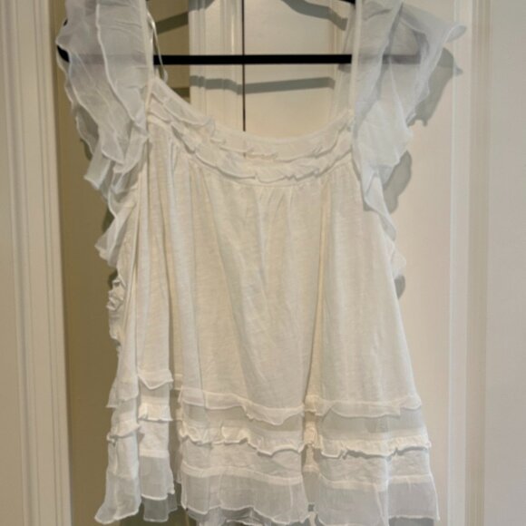 Anthropologie Tops - Anthropologie flowy white top